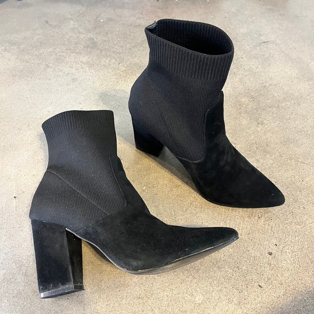 Steve Madden Reece Black Leather sock Ankle bootie fashion boots womens 7 shoes